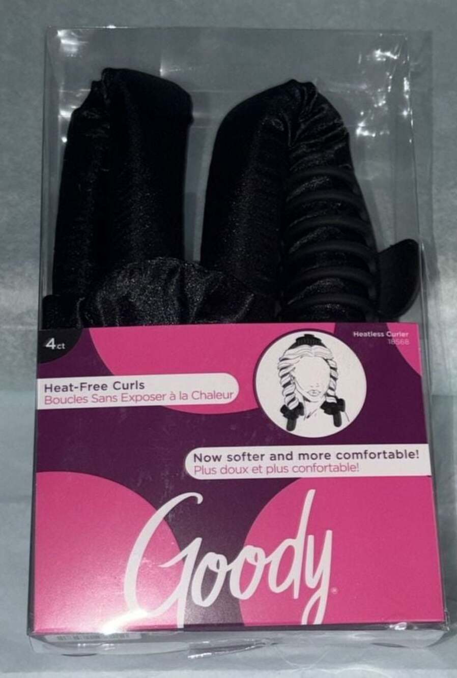 Goody Heat-Free Curls Heatless Curler 4ct Satin Black